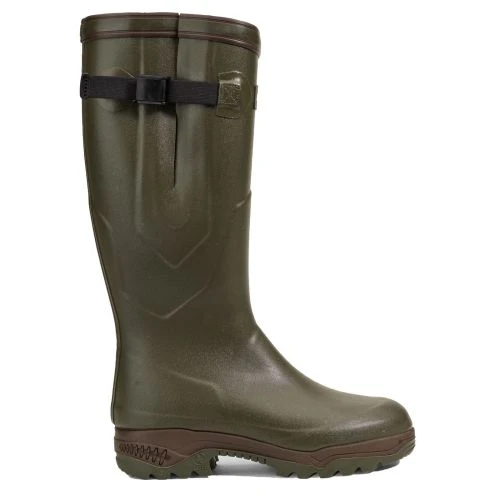 Aigle Parcours 2 ISO Mens Womens Adjustable Neoprene Wellies Rain Boots - Khaki 6 Aigle Parcours 2 ISO Mens Womens Adjustable Neoprene Wellies Rain Boots - Khaki - Image 4