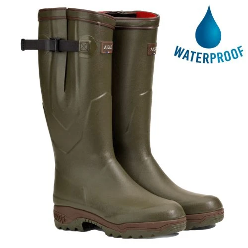 Aigle Parcours 2 ISO Mens Womens Adjustable Neoprene Wellies Rain Boots - Khaki 3 Aigle Parcours 2 ISO Mens Womens Adjustable Neoprene Wellies Rain Boots - Khaki