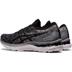 Asics Mens Gel Nimbus 23 Knit Running Shoes - Sheet Rock Black -Fashion Shoe Store Asics Nimbus23 KnitGyRockBlack 3 13
