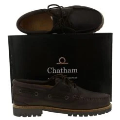 Chatham Mens Sperrin Leather Country Deck Boat Shoes - Dark Brown -Fashion Shoe Store Chatham Sperrin DarkBrown PAIR 8