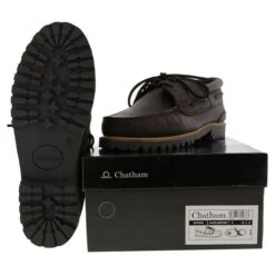 Chatham Mens Sperrin Leather Country Deck Boat Shoes - Dark Brown -Fashion Shoe Store Chatham Sperrin DarkBrown SOLE 8