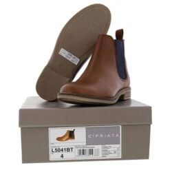 Cipriata Womens Alexandra Leather Chelsea Boots - Cognac Tan -Fashion Shoe Store Cipriata L5041BT CognacTan SOLE 10