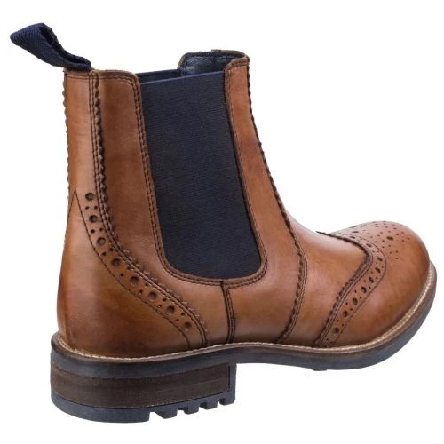 Cotswold Mens Cirencester Brogue Chelsea Boots - Tan 5 Cotswold Mens Cirencester Brogue Chelsea Boots - Tan - Image 3