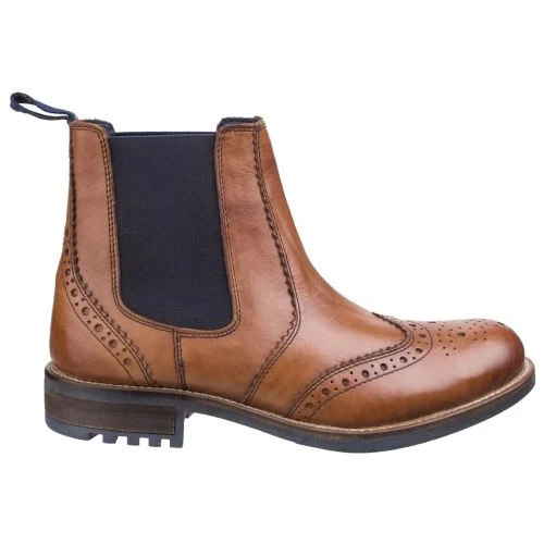 Cotswold Mens Cirencester Brogue Chelsea Boots - Tan 4 Cotswold Mens Cirencester Brogue Chelsea Boots - Tan - Image 2