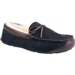 Cotswold Mens Northwood Sheepskin Slippers - Navy