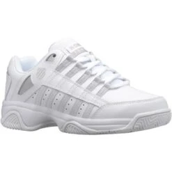 K-Swiss Womens Court Prestir Tennis Shoes - White Silver