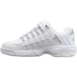 K-Swiss Womens Court Prestir Tennis Shoes - White Silver 13 K-Swiss Womens Court Prestir Tennis Shoes - White Silver -Fashion Shoe Store CourtPrestir WhiteSilver 5755293