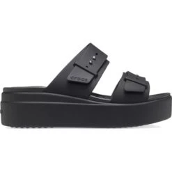 Crocs Brooklyn Buckle Low Platform Sandals - Black