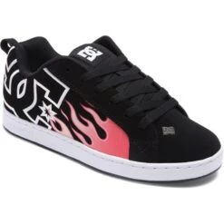 DC Womens Court Graffik Skate Shoes - Black Flame
