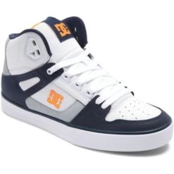DC Mens Pure High Top Trainers - White Grey Orange