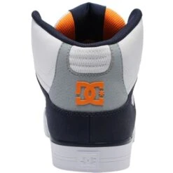 DC Mens Pure High Top Trainers - White Grey Orange -Fashion Shoe Store DC PureHighTop WhiteGreyOrange 6 12