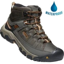 Keen Mens Targhee III Mid WP Waterproof Boots - Black Olive Golden Brown