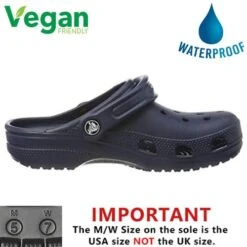 Crocs Mens Womens Classic Clog Vegan Work Shoes Sandals - Navy