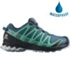 Salomon Womens XA Pro 3D V8 GTX Waterproof Shoes - Leigon Blue Trooper Mint -Fashion Shoe Store ES3215 1