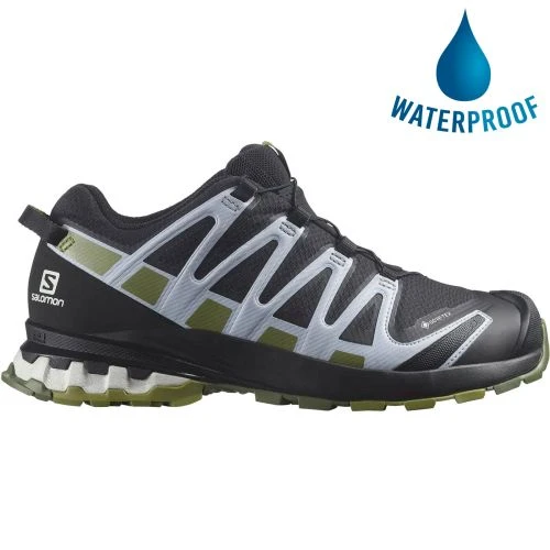 Salomon Womens XA Pro 3D V8 GTX Waterproof Shoes - Black Green Moss Zen Blue 3 Salomon Womens XA Pro 3D V8 GTX Waterproof Shoes - Black Green Moss Zen Blue