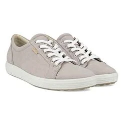 Ecco Shoes Womens Soft 7 Leather Trainers - Grey Rose -Fashion Shoe Store Ecco Soft7 RoseGrey 6 5