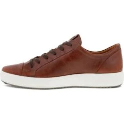 Ecco Shoes Mens Soft 7 Leather Trainers - Cognac -Fashion Shoe Store Ecco Soft7Brown 470364 02053 5 6