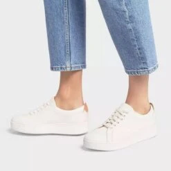 Fitflop Womens Rally Canvas Trainers - Cream Mix -Fashion Shoe Store FitFlop RallyCanvas Cream 2 7