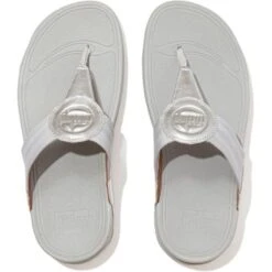 FitFlop Womens Walkstar Wide Fit Toe Post Sandals - Silver -Fashion Shoe Store FitFlop Walkstar Silver 2 6