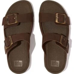 FitFlop Mens Gogh Moc Buckle Adjustable Slide Sandal - Chocolate Brown -Fashion Shoe Store Fitflop GoghMoc ChocBrown 4 20