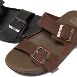 FitFlop Mens Gogh Moc Buckle Adjustable Slide Sandal - Chocolate Brown -Fashion Shoe Store Fitflop GoghMoc ChocBrown 5 20