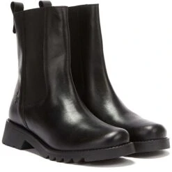 Fly London Womens Rein Leather Ankle Boots - Black