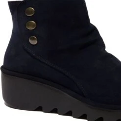 Fly London Womens Brom Wedge Ankle Boot - Navy -Fashion Shoe Store FlyLondon Brom Navy 4 6