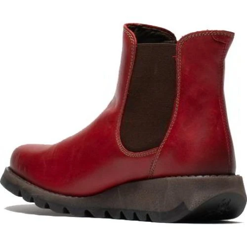 Fly London Salv Womens Leather Wedge Chelsea Ankle Boots - Red 5 Fly London Salv Womens Leather Wedge Chelsea Ankle Boots - Red - Image 3