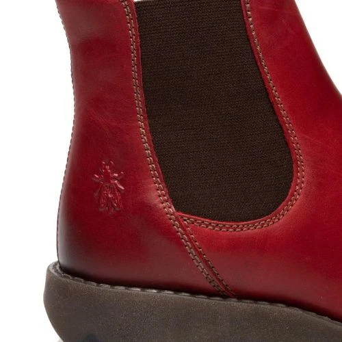 Fly London Salv Womens Leather Wedge Chelsea Ankle Boots - Red 6 Fly London Salv Womens Leather Wedge Chelsea Ankle Boots - Red - Image 4