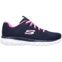 Skechers Womens Graceful Get Connected Wide Fit Trainers - Navy Hot Pink -Fashion Shoe Store GetConnected NavyHotPink 5734957
