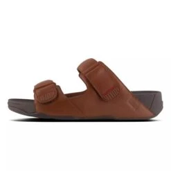 FitFlop Mens Gogh Moc Adjustable Slide Sandals - Dark Tan -Fashion Shoe Store GoghMocSlideLth DarkTan 3559789