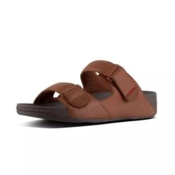FitFlop Mens Gogh Moc Adjustable Slide Sandals - Dark Tan