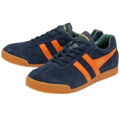 Gola Mens Harrier Trainers - Navy Moody Orange Sage -Fashion Shoe Store Gola HarrierSuede NyOrangeSage 3 13
