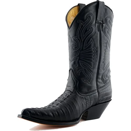 Grinders Mens Carolina Pointed Western Cowboy Boots - Black 4 Grinders Mens Carolina Pointed Western Cowboy Boots - Black - Image 2