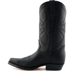 Grinders Unisex Louisiana Leather Western Cowboy Boots - Black -Fashion Shoe Store Grinders Louisana Black 4 35