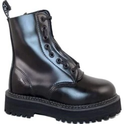 Grinders Womens Zip And Lace Ankle Boots - Black