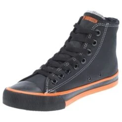 Harley Davidson Mens Nathan Leather Biker Trainers - Black Orange -Fashion Shoe Store HarleyDavidson Nathan Black 4 7