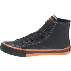 Harley Davidson Mens Nathan Leather Biker Trainers - Black Orange -Fashion Shoe Store HarleyDavidson Nathan Black 5 7