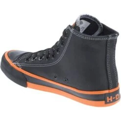 Harley Davidson Mens Nathan Leather Biker Trainers - Black Orange -Fashion Shoe Store HarleyDavidson Nathan Black 6 7