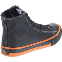 Harley Davidson Mens Nathan Leather Biker Trainers - Black Orange -Fashion Shoe Store HarleyDavidson Nathan Black 8 7