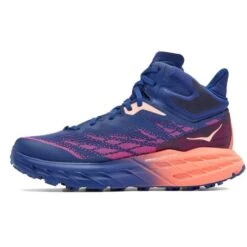 Hoka Womens Speedgoat 5 Mid GTX Waterproof Walking Boots - Bellweather Blue Camelia -Fashion Shoe Store Hoka Speedgoat5MidGTX BBCML 8 15