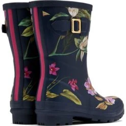 Joules Womens Molly Welly Short Wellington Boots - Navy Floral -Fashion Shoe Store Joules MollyMid NavyFloral 4 5