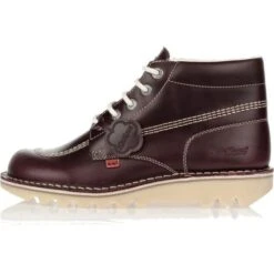 Kickers Mens Kick Hi Core Leather Boots - Dark Red -Fashion Shoe Store Kickers KickHiRT DarkRed 2 15