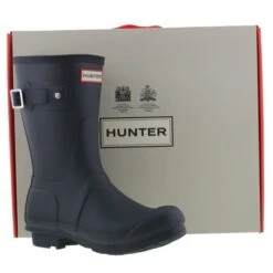 Hunter Womens Original Short Wellies Rain Boots - Navy -Fashion Shoe Store Navy WFS1000RMA BOX Extra552596