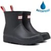 Hunter Womens Original Play Short Wedge Platform Wellies Rain Boots - Black -Fashion Shoe Store PS2572 1