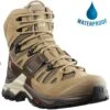 Salomon Mens Quest 4 GTX Waterproof Walking Hiking Boots - Kelp Wren Bleached Sand