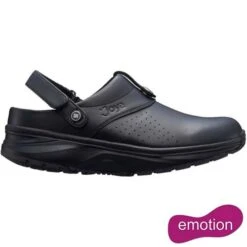 Joya Mens IQ SR Slip Resistant Leather Clog Shoes - Black