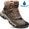 Keen Womens Ridge Flex Mid Waterproof Walking Boots - Timberwolf Brick Dust -Fashion Shoe Store PS3658wp