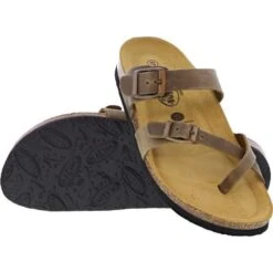 Plakton Womens Savannah Strappy Toe Post Sandals - Kaki Brown -Fashion Shoe Store Plakton Savannah 181032 KAKI A 7