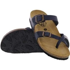 Plakton Womens Savannah Strappy Toe Post Sandals - Marino Blue -Fashion Shoe Store Plakton Savannah 181032 MARINO A 7